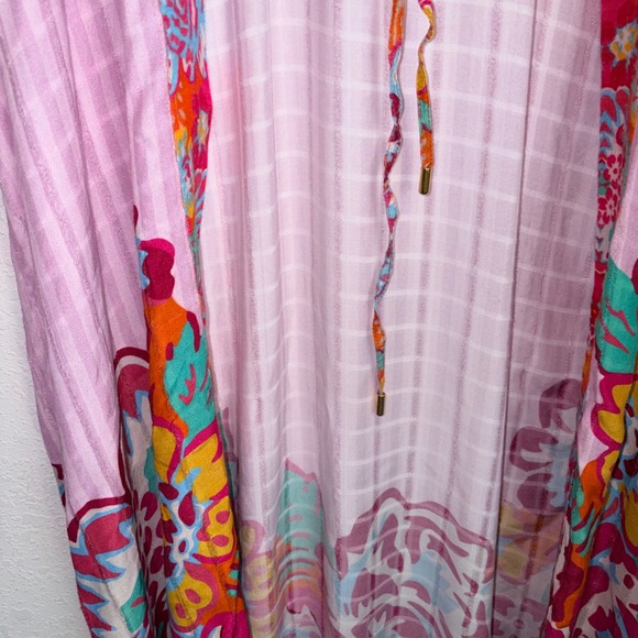 Anthropologie Conditions apply boho Floral Kimono Duster Maxi Open Front Pink - Picture 12 of 12